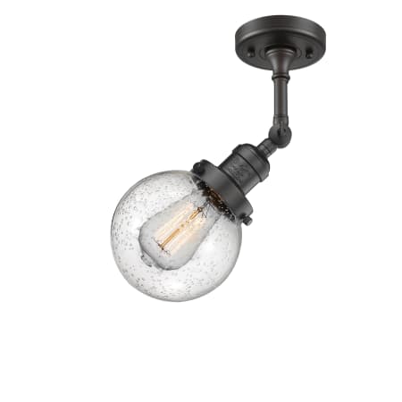 A large image of the Innovations Lighting 201F-6 Beacon Oil Rubbed Bronze / Seedy