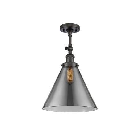 A large image of the Innovations Lighting 201F X-Large Cone Oil Rubbed Bronze / Plated Smoke
