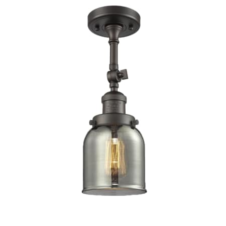 A large image of the Innovations Lighting 201F Small Bell Oiled Rubbed Bronze / Smoked