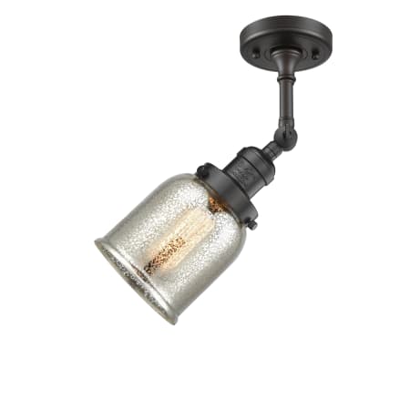A large image of the Innovations Lighting 201F Small Bell Oil Rubbed Bronze / Silver Mercury