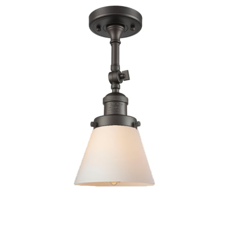 A large image of the Innovations Lighting 201F Small Cone Oiled Rubbed Bronze / Matte White Cased