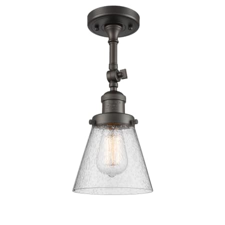 A large image of the Innovations Lighting 201F Small Cone Oiled Rubbed Bronze / Seedy