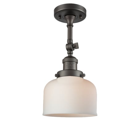 A large image of the Innovations Lighting 201F Large Bell Oiled Rubbed Bronze / Matte White Cased