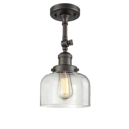 A large image of the Innovations Lighting 201F Large Bell Oiled Rubbed Bronze / Clear