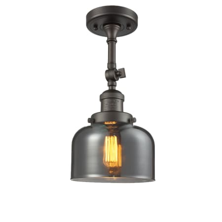 A large image of the Innovations Lighting 201F Large Bell Oiled Rubbed Bronze / Smoked