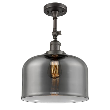 A large image of the Innovations Lighting 201F X-Large Bell Oil Rubbed Bronze / Plated Smoke