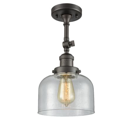 A large image of the Innovations Lighting 201F Large Bell Oiled Rubbed Bronze / Seedy