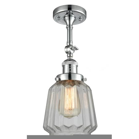 A large image of the Innovations Lighting 201F Chatham Polished Chrome / Clear Fluted