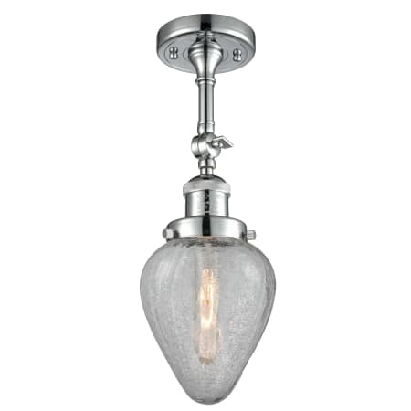 A large image of the Innovations Lighting 201F Geneseo Polished Chrome / Clear Crackle