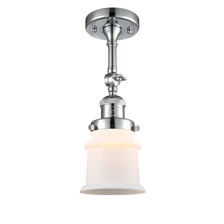 A large image of the Innovations Lighting 201F Small Canton Polished Chrome / Matte White Cased