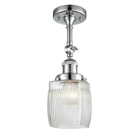A large image of the Innovations Lighting 201F Colton Polished Chrome / Clear Halophane