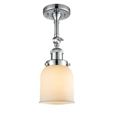 A large image of the Innovations Lighting 201F Small Bell Polished Chrome / Matte White Cased