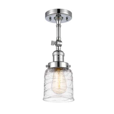 A large image of the Innovations Lighting 201F-14-5 Bell Semi-Flush Polished Chrome / Deco Swirl