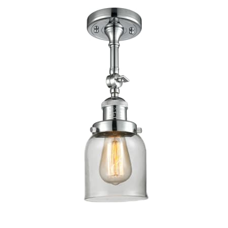 A large image of the Innovations Lighting 201F Small Bell Polished Chrome / Clear