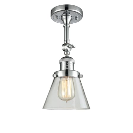 A large image of the Innovations Lighting 201F Small Cone Polished Chrome / Clear
