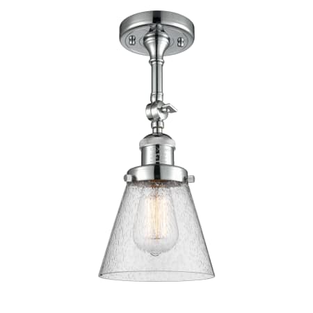 A large image of the Innovations Lighting 201F Small Cone Polished Chrome / Seedy