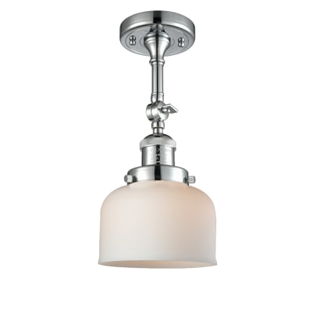 A large image of the Innovations Lighting 201F Large Bell Polished Chrome / Matte White Cased