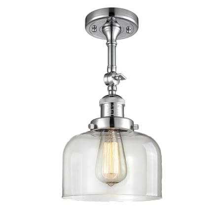 A large image of the Innovations Lighting 201F Large Bell Polished Chrome / Clear