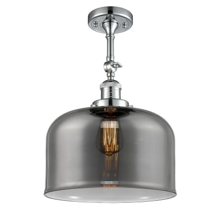 A large image of the Innovations Lighting 201F X-Large Bell Polished Chrome / Plated Smoke