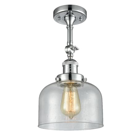 A large image of the Innovations Lighting 201F Large Bell Polished Chrome / Seedy
