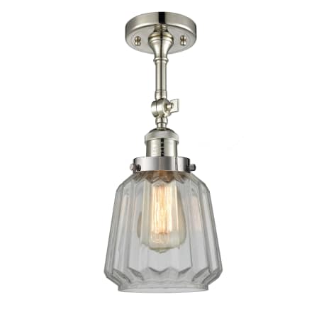 A large image of the Innovations Lighting 201F Chatham Polished Nickel / Clear Fluted