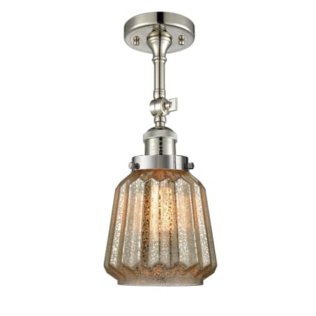 A large image of the Innovations Lighting 201F Chatham Polished Nickel / Mercury Fluted