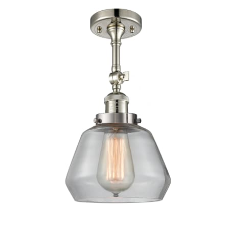 A large image of the Innovations Lighting 201F Fulton Polished Nickel / Clear