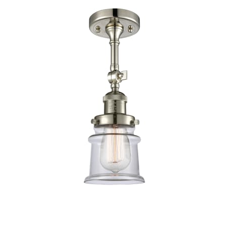 A large image of the Innovations Lighting 201F Small Canton Polished Nickel / Clear