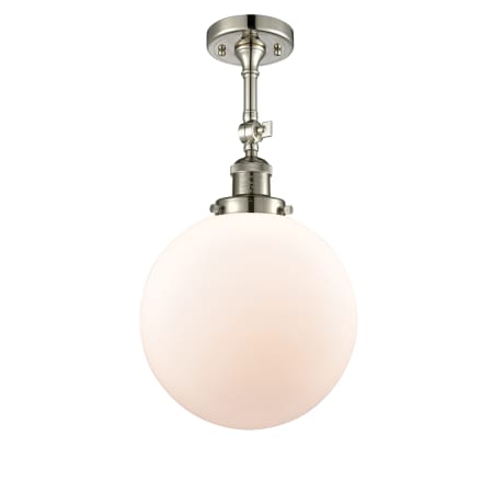 A large image of the Innovations Lighting 201F X-Large Beacon Polished Nickel / Matte White