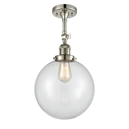 A large image of the Innovations Lighting 201F X-Large Beacon Polished Nickel / Clear