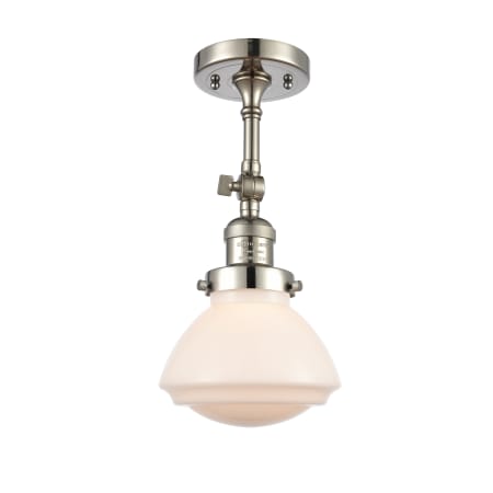 A large image of the Innovations Lighting 201F Olean Polished Nickel / Matte White