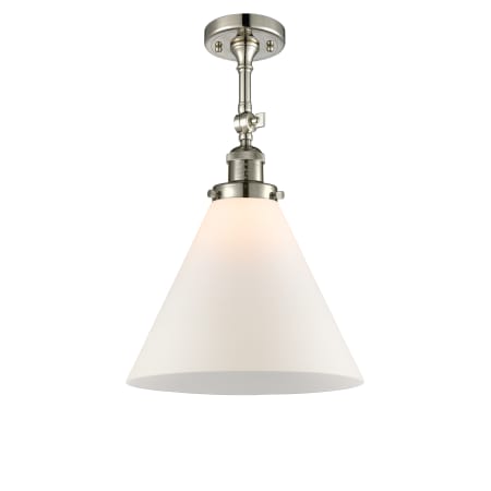 A large image of the Innovations Lighting 201F X-Large Cone Polished Nickel / Matte White