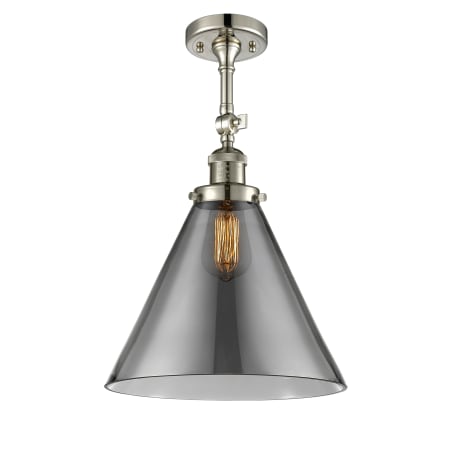 A large image of the Innovations Lighting 201F X-Large Cone Polished Nickel / Plated Smoke