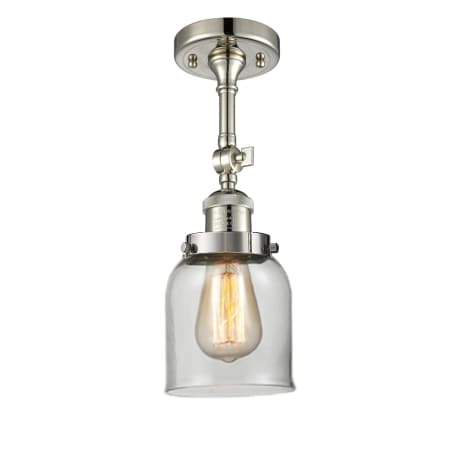 A large image of the Innovations Lighting 201F Small Bell Polished Nickel / Clear
