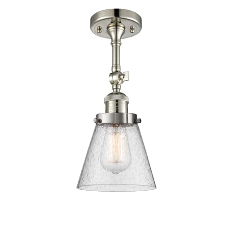 A large image of the Innovations Lighting 201F Small Cone Polished Nickel / Seedy