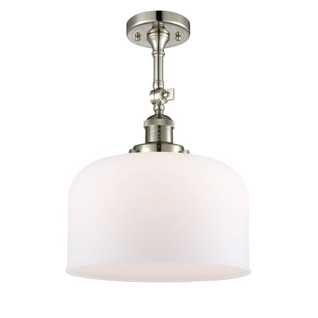 A large image of the Innovations Lighting 201F X-Large Bell Polished Nickel / Matte White