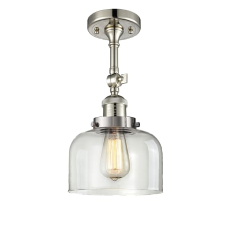 A large image of the Innovations Lighting 201F Large Bell Polished Nickel / Clear
