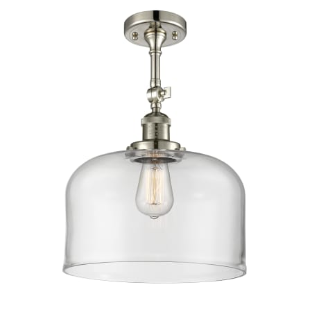 A large image of the Innovations Lighting 201F X-Large Bell Polished Nickel / Clear
