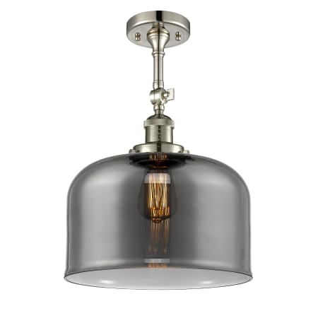 A large image of the Innovations Lighting 201F X-Large Bell Polished Nickel / Plated Smoke