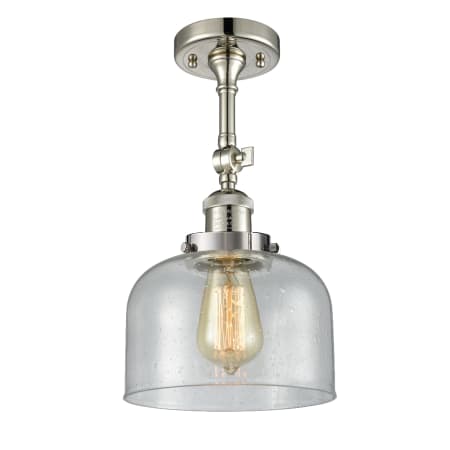 A large image of the Innovations Lighting 201F Large Bell Polished Nickel / Seedy