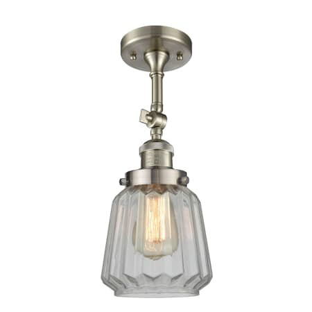 A large image of the Innovations Lighting 201F Chatham Brushed Satin Nickel / Clear Fluted