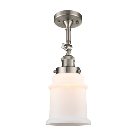 A large image of the Innovations Lighting 201F Canton Brushed Satin Nickel / Matte White Cased