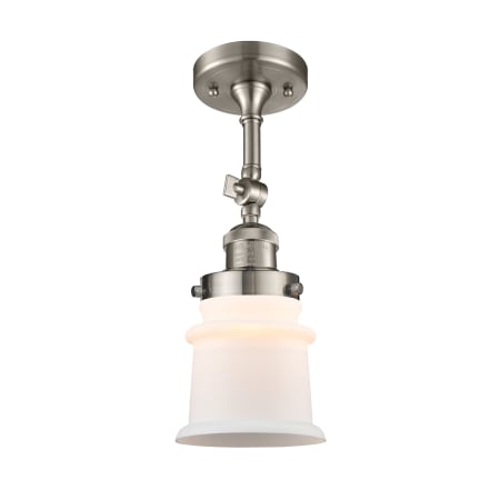 A large image of the Innovations Lighting 201F Small Canton Brushed Satin Nickel / Matte White Cased