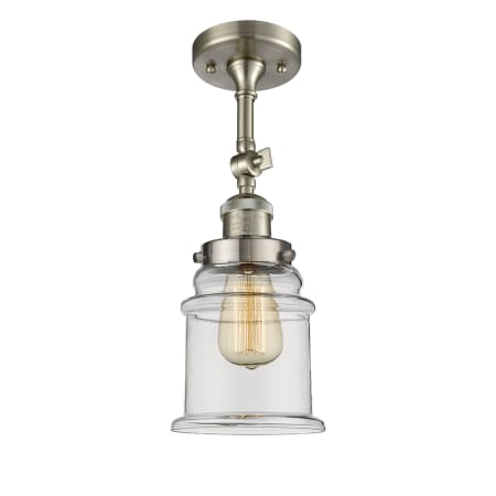 A large image of the Innovations Lighting 201F Canton Brushed Satin Nickel / Clear