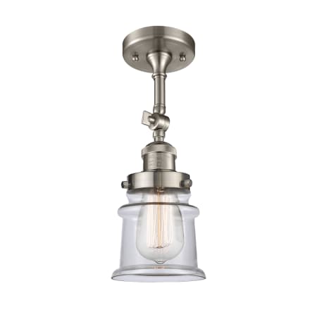 A large image of the Innovations Lighting 201F Small Canton Brushed Satin Nickel / Clear
