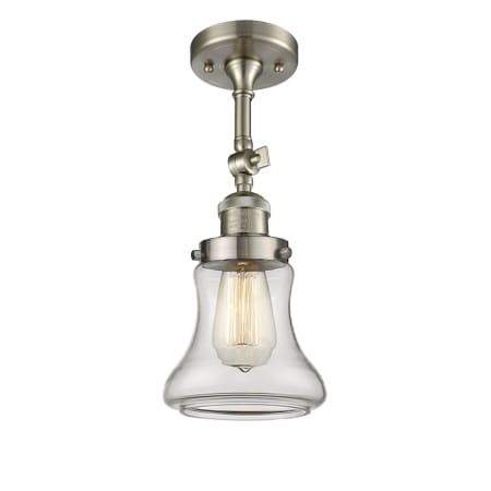 A large image of the Innovations Lighting 201F Bellmont Brushed Satin Nickel / Clear