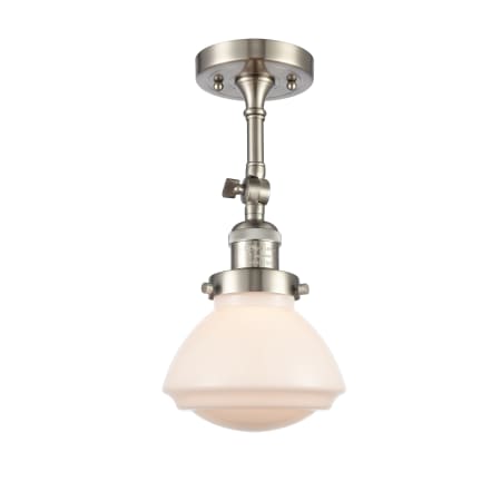 A large image of the Innovations Lighting 201F Olean Brushed Satin Nickel / Matte White