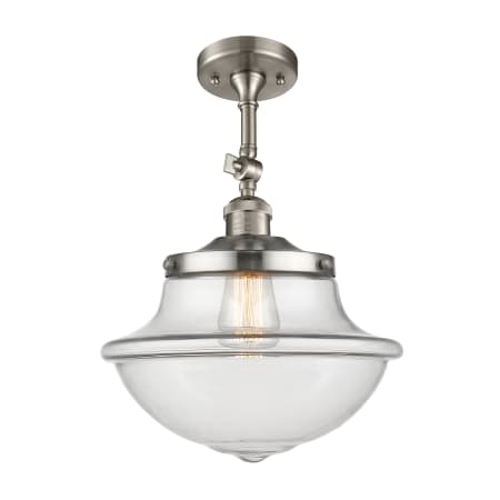 A large image of the Innovations Lighting 201F Large Oxford Brushed Satin Nickel / Clear
