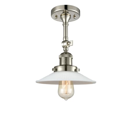 A large image of the Innovations Lighting 201FSW Halophane Polished Nickel / Matte White