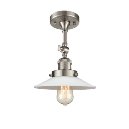 A large image of the Innovations Lighting 201FSW Halophane Brushed Satin Nickel / Matte White